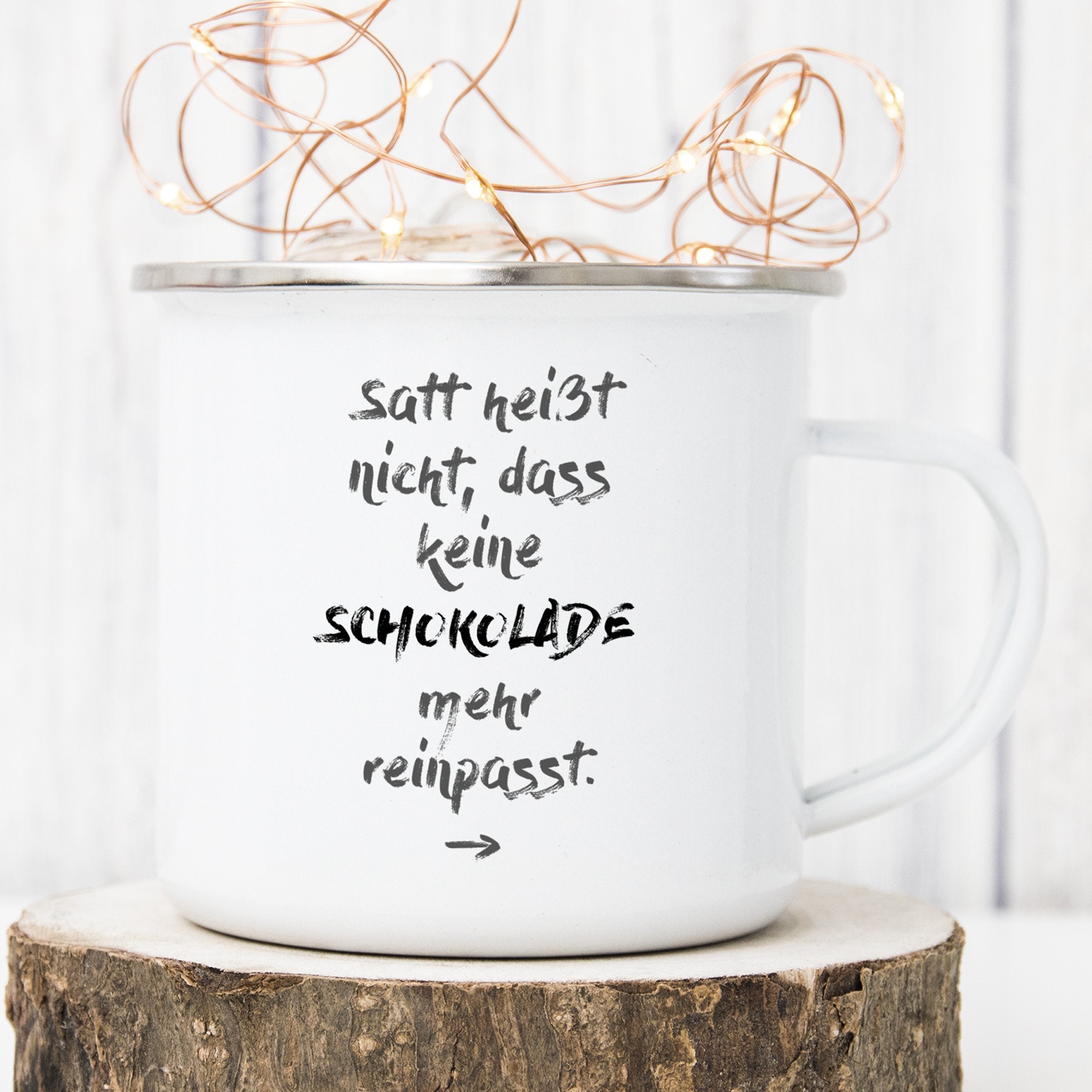 Emaille Tasse "SCHOKOLADE" - Individuelle Einladung